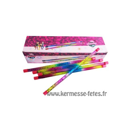 BATON DE MAJORETTE 45 cm ARC EN CIEL + LIQUIDE