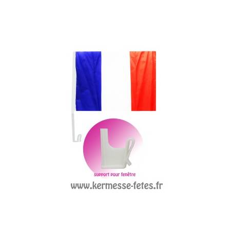 FRANCE : DRAPEAU 30 x 45 cm + SUPPORT VOITURE