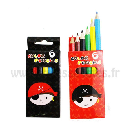 BOITE DE 6 CRAYONS DE COULEURS " PIRATE "