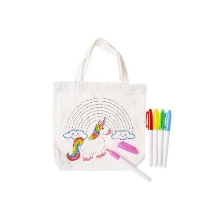 SAC A MAIN LICORNE A COLORIER + 5 FEUTRES