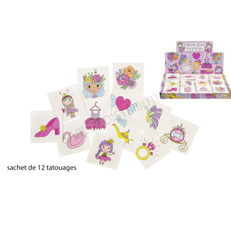 SACHET de 12 TATOUAGES PRINCESSES