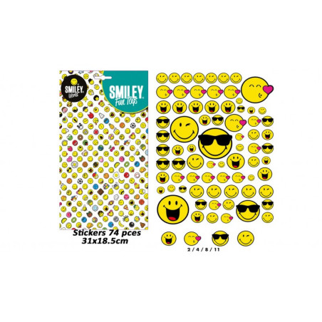 PLANCHE GM de STICKERS " SMILEY " 74 pcs