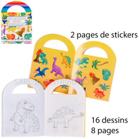 ALBUM A COLORIER " DINOSAURES " + STICKERS