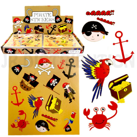 PLANCHE DE 12 STICKERS 10 x 11.5 cm " PIRATE  "