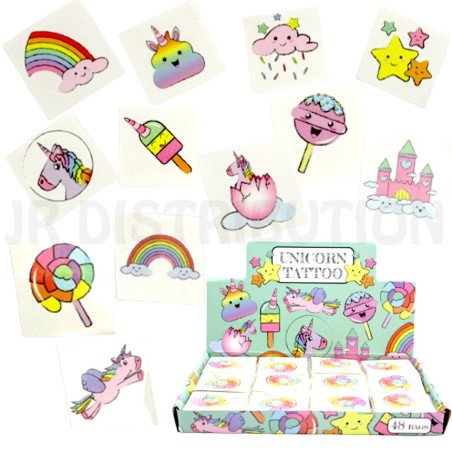 SACHET de 12 TATOUAGES LICORNE