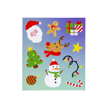 PLANCHE DE 12 STICKERS 10 x 11.5 cm " NOEL  "