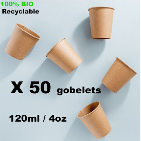 PACK 50 GOBELETS CARTON KRAFT BRUN 120ml " CAFÉ "