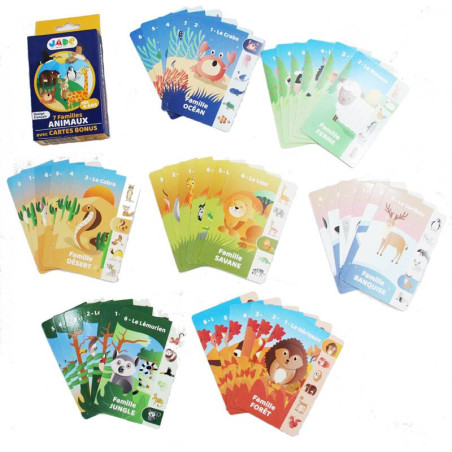 JEU DE 7 FAMILLE " les ANIMAUX " avec CARTES BONUS