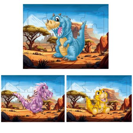 PUZZLE 12pcs  " DINOSAURES " 8.5 x 12 cm